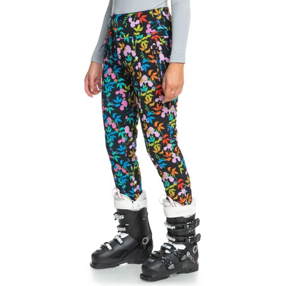 NWT XL ROWLEY X ROXY Fuseau Technical Snow Ski Pants Black MultiFloral - Picture 4 of 16
